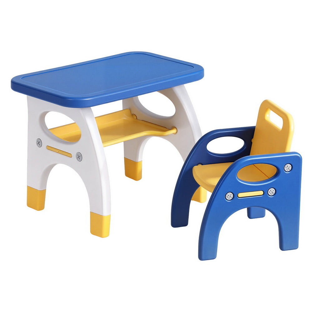 Keezi Kids Table and Chair Set HDPE Toddler Activity Play Set Blue/Yellow KTC-V-2PC-BLYE