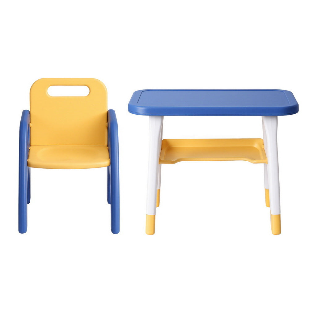 Keezi Kids Table and Chair Set HDPE Toddler Activity Play Set Blue/Yellow KTC-V-2PC-BLYE