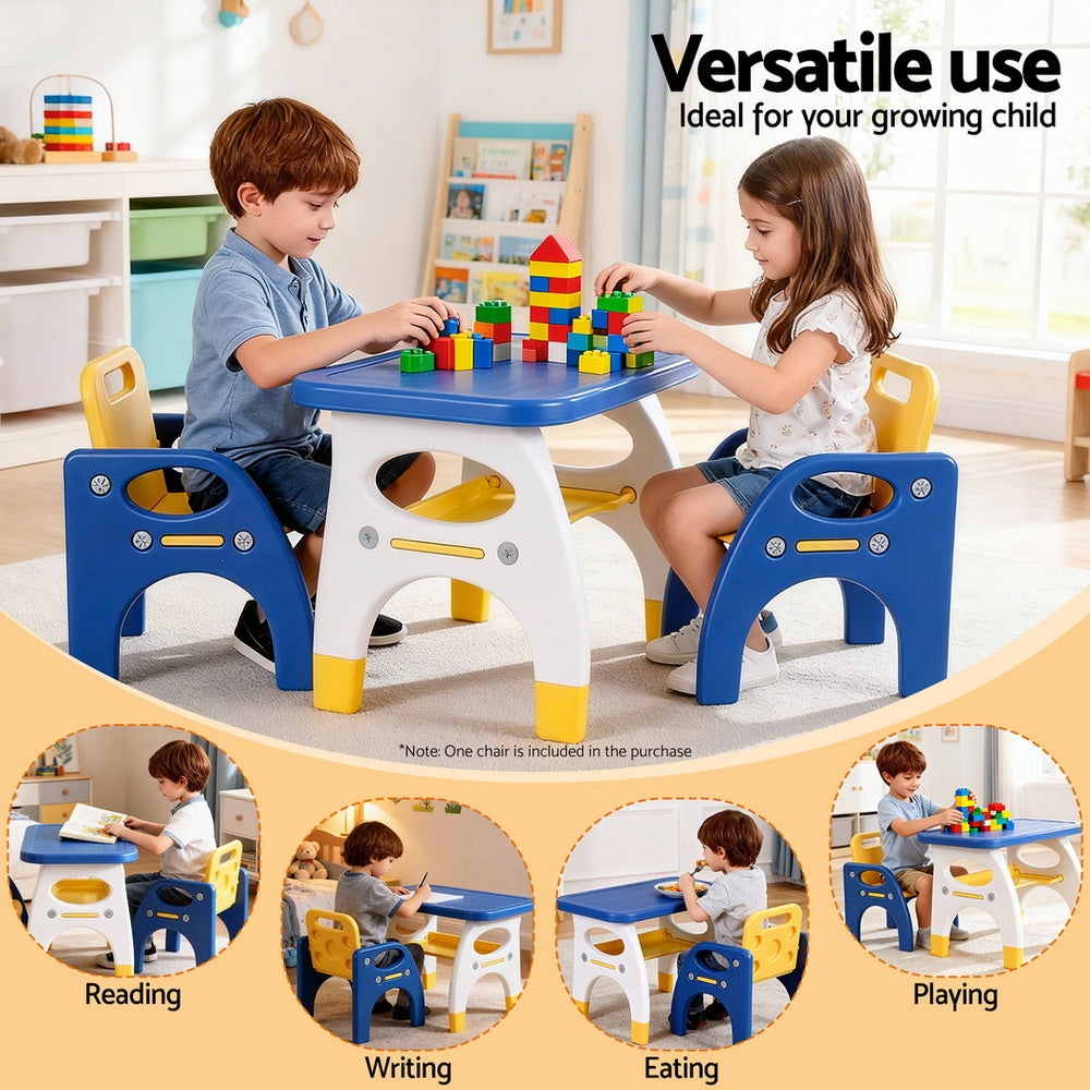 Keezi Kids Table and Chair Set HDPE Toddler Activity Play Set Blue/Yellow KTC-V-2PC-BLYE