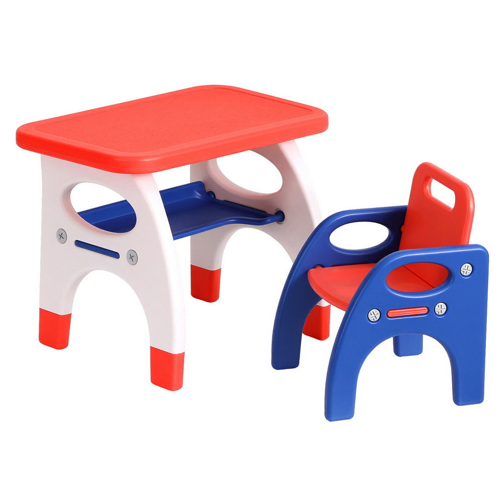 Keezi Kids Table and Chair Set HDPE Toddler Activity Play Set Orange/Yellow KTC-V-2PC-ORBL