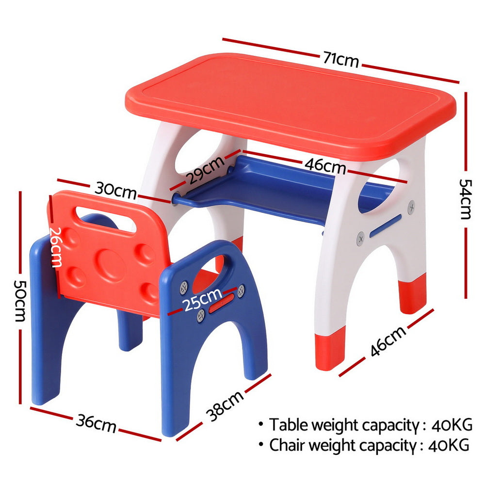Keezi Kids Table and Chair Set HDPE Toddler Activity Play Set Orange/Yellow KTC-V-2PC-ORBL