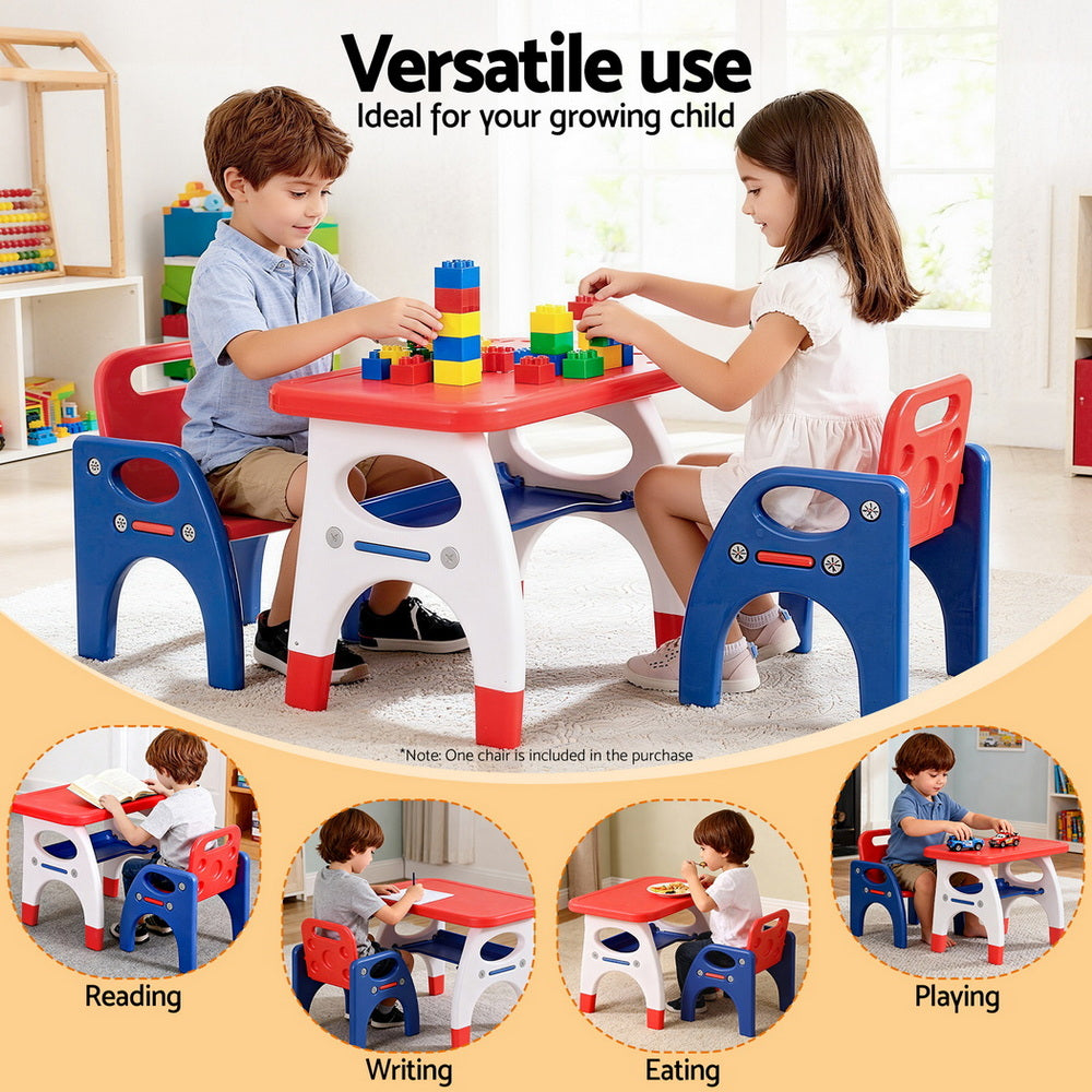 Keezi Kids Table and Chair Set HDPE Toddler Activity Play Set Orange/Yellow KTC-V-2PC-ORBL
