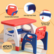 Keezi Kids Table and Chair Set HDPE Toddler Activity Play Set Orange/Yellow KTC-V-2PC-ORBL