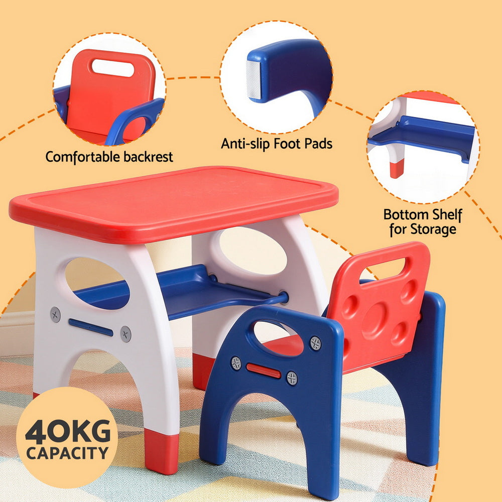 Keezi Kids Table and Chair Set HDPE Toddler Activity Play Set Orange/Yellow KTC-V-2PC-ORBL