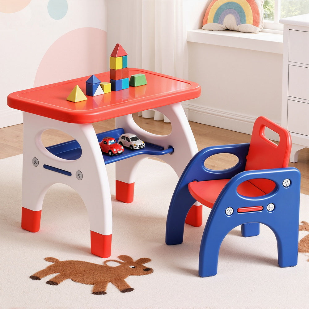 Keezi Kids Table and Chair Set HDPE Toddler Activity Play Set Orange/Yellow KTC-V-2PC-ORBL