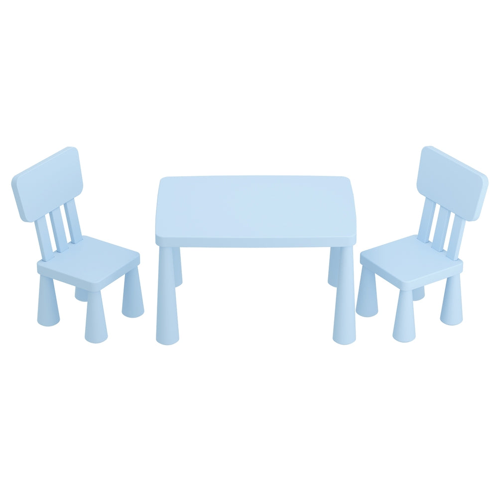 1 Keezi Kids Table and 2 Chairs Set Blue KTC-V-SQA-PL-BL