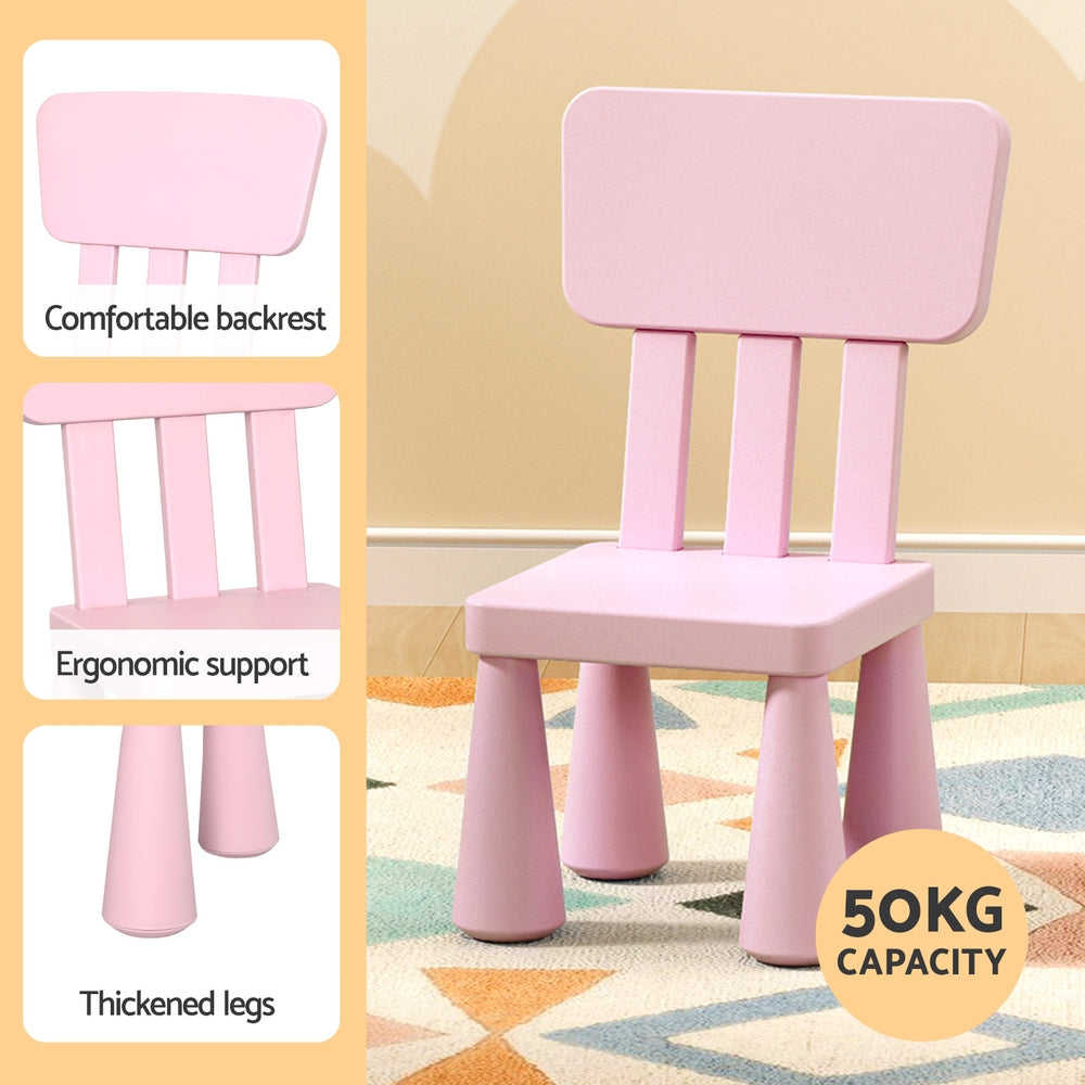 1 Keezi Kids Table and 2 Chairs Set Pink KTC-V-SQA-PL-PK
