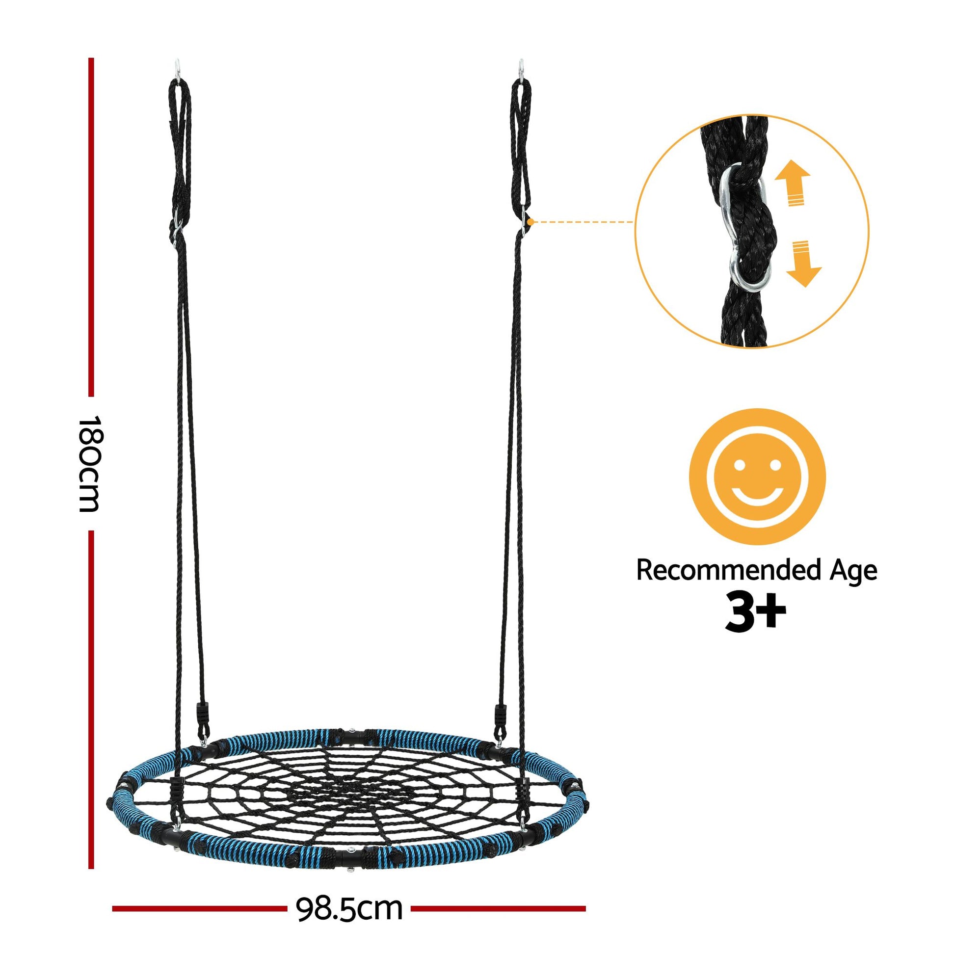 Gardeon Tree Swing Net Hammock 98.5cm for Backyard Porch Outside Playground KTS-WEB-99CM