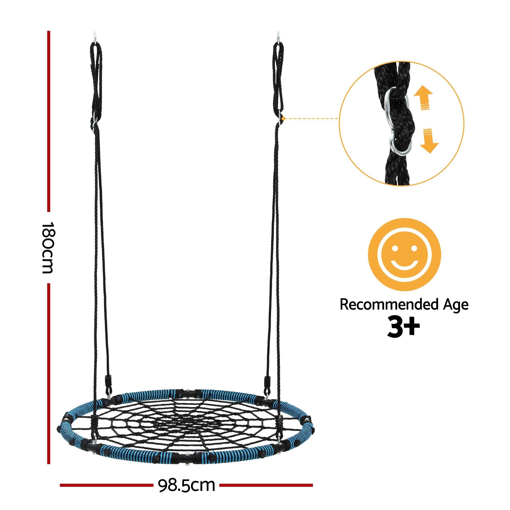Gardeon Tree Swing Net Hammock 98.5cm for Backyard Porch Outside Playground KTS-WEB-99CM