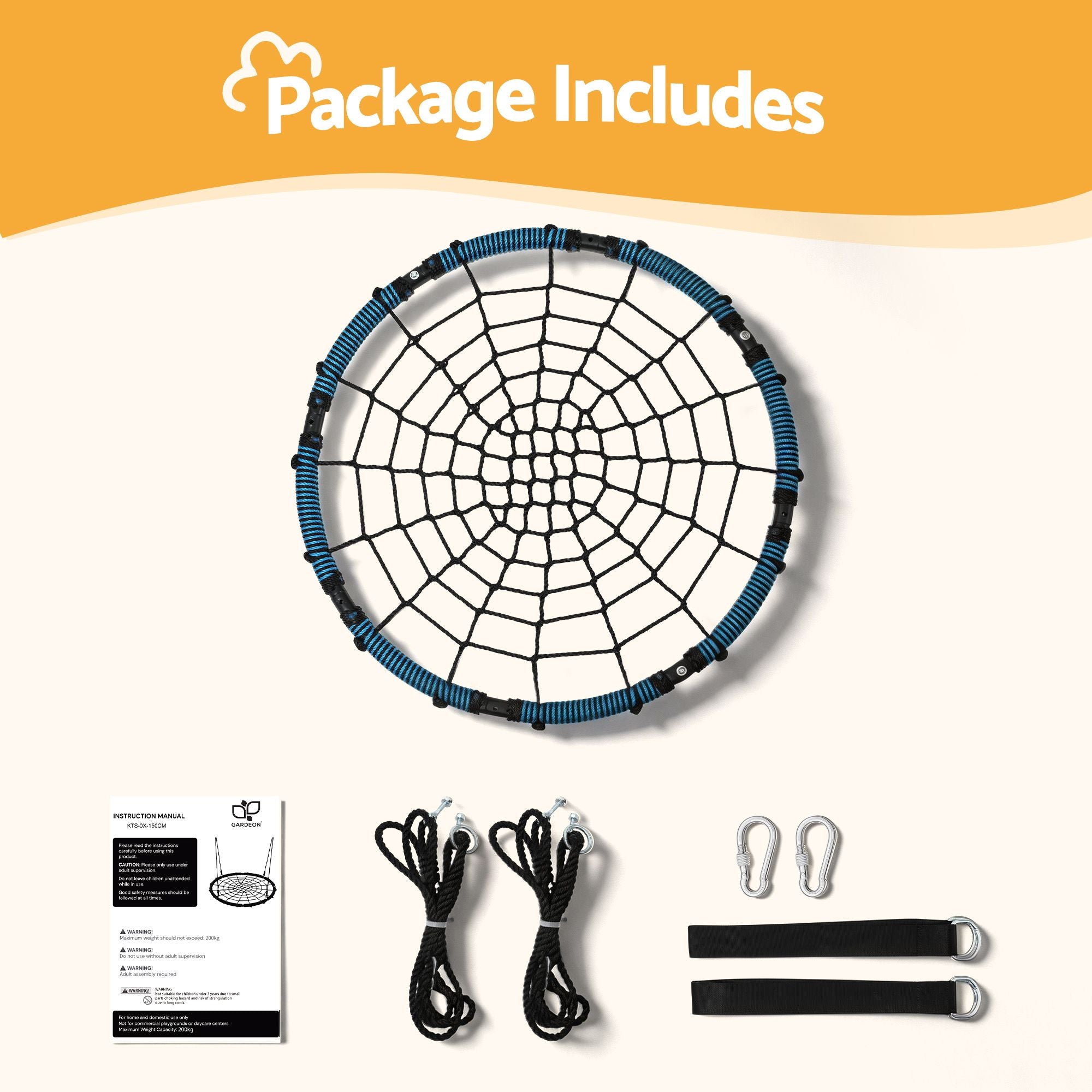 Gardeon Tree Swing Net Hammock 98.5cm for Backyard Porch Outside Playground KTS-WEB-99CM
