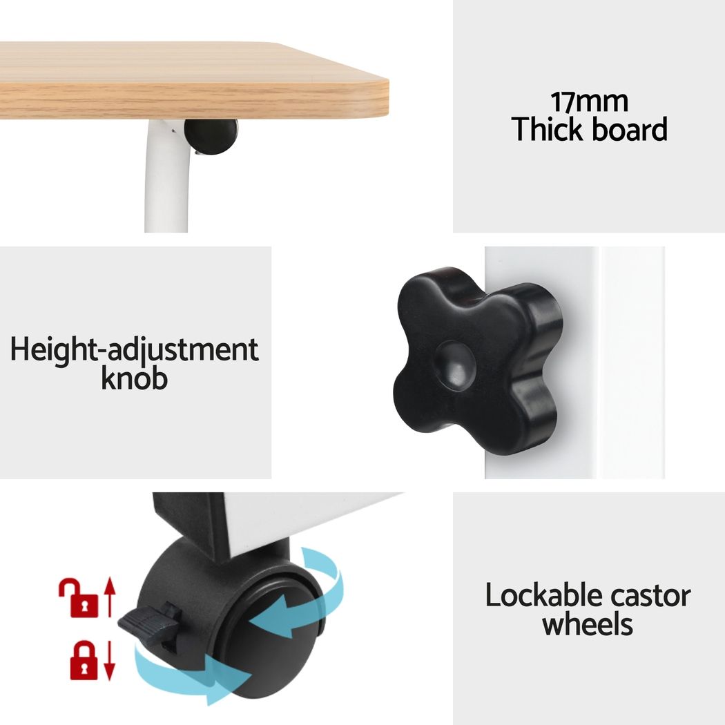 Artiss Laptop Desk Table Adjustable 60CM Light Wood LA-DESK-60-LW