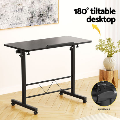 Artiss Laptop Desk Table Height Adjustable Wooden Bed Side Tables 80CM Black LA-DESK-80T-BK