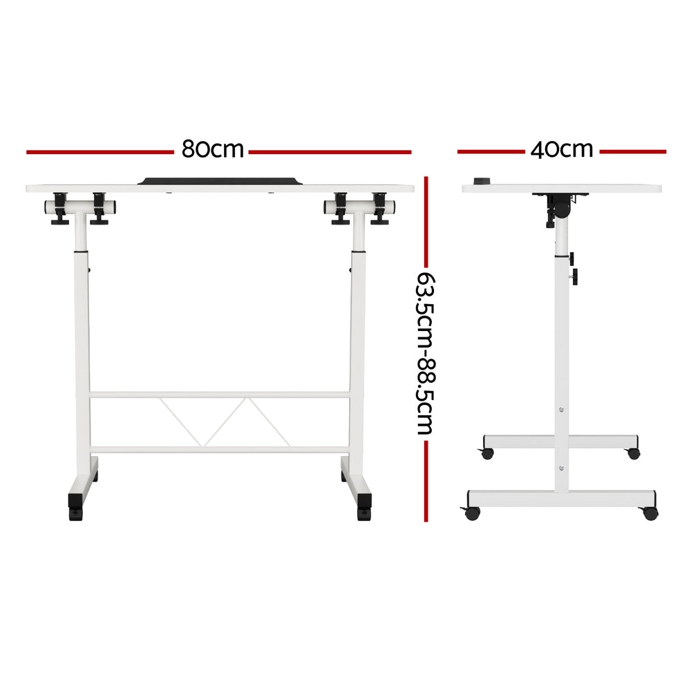 Artiss Laptop Desk Table Adjustable 80CM White LA-DESK-80T-WH