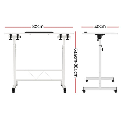 Artiss Laptop Desk Table Adjustable 80CM White LA-DESK-80T-WH