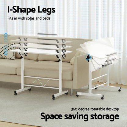 Artiss Laptop Desk Table Adjustable 80CM White LA-DESK-80T-WH