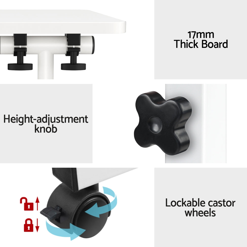 Artiss Laptop Desk Table Adjustable 80CM White LA-DESK-80T-WH