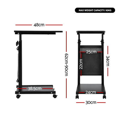 Artiss Laptop Desk Height Adjustable Mobile Workstation Computer Desks 48CM Black LA-DESK-C-48-BK