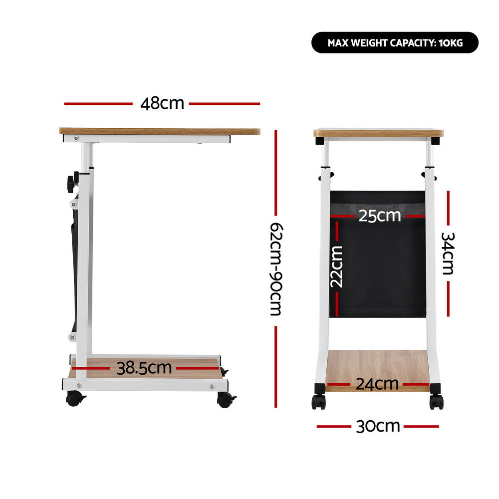 Artiss Laptop Desk Height Adjustable Mobile Workstation Computer Desks 48CM Oak LA-DESK-C-48-WA