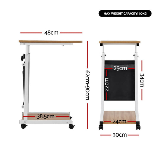 Artiss Laptop Desk Height Adjustable Mobile Workstation Computer Desks 48CM Oak LA-DESK-C-48-WA