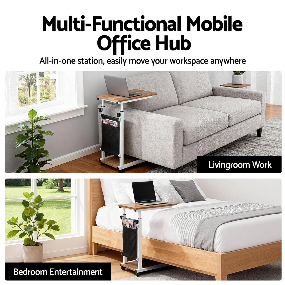 Artiss Laptop Desk Height Adjustable Mobile Workstation Computer Desks 48CM Oak LA-DESK-C-48-WA