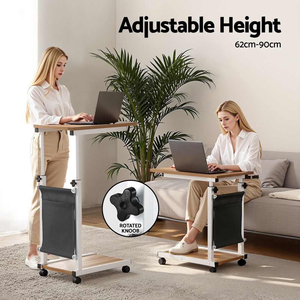 Artiss Laptop Desk Height Adjustable Mobile Workstation Computer Desks 48CM Oak LA-DESK-C-48-WA