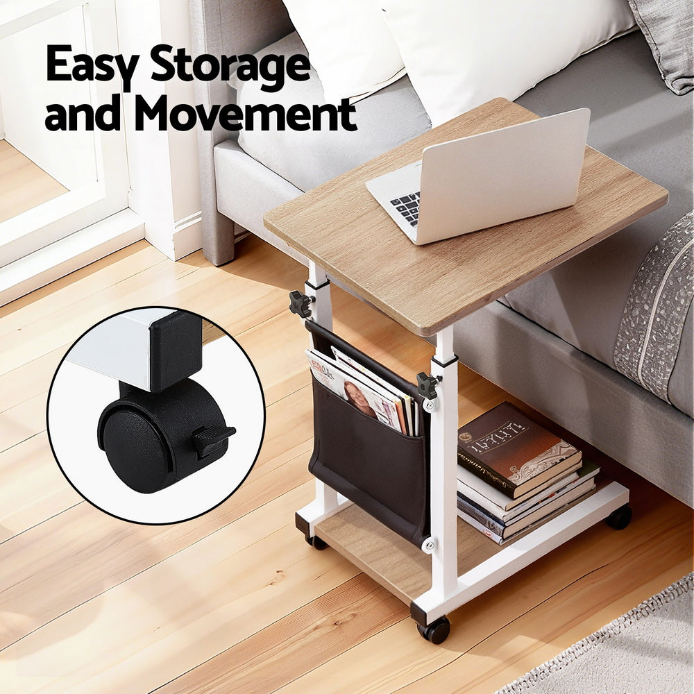 Artiss Laptop Desk Height Adjustable Mobile Workstation Computer Desks 48CM Oak LA-DESK-C-48-WA