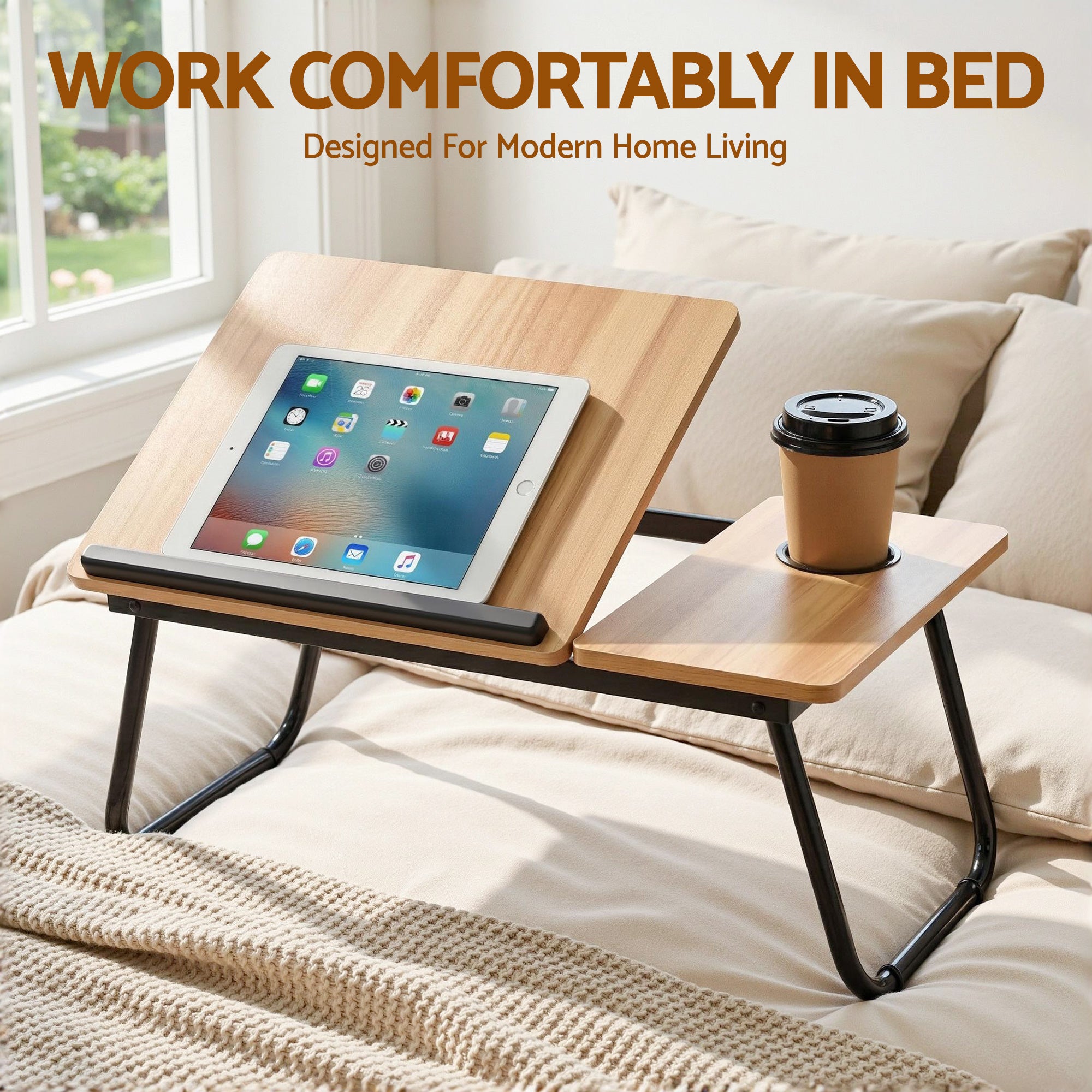 Artiss Laptop Desk Bed Table Foldable Portable Desktop Oak LA-DESK-C-56-FOLD-WD