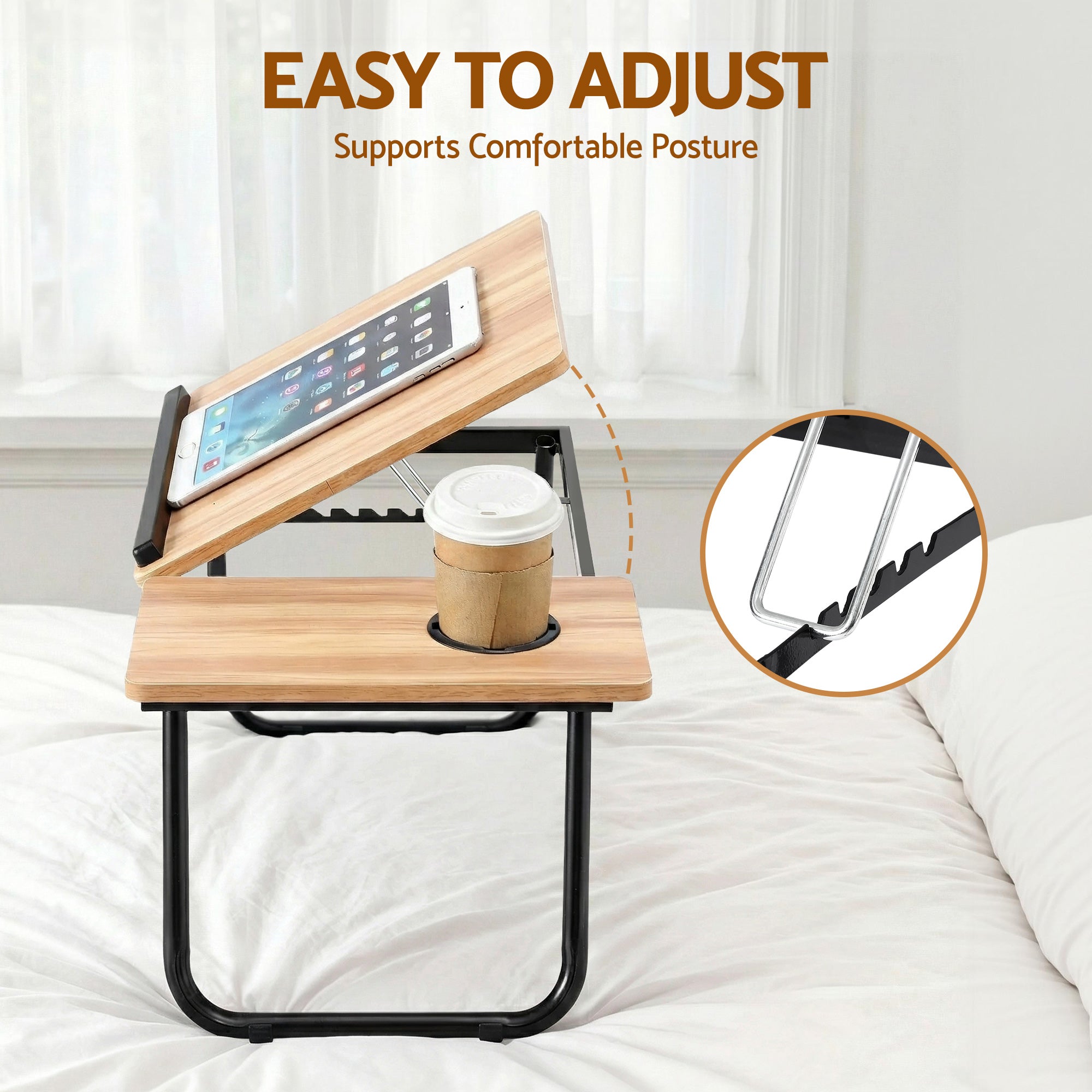 Artiss Laptop Desk Bed Table Foldable Portable Desktop Oak LA-DESK-C-56-FOLD-WD