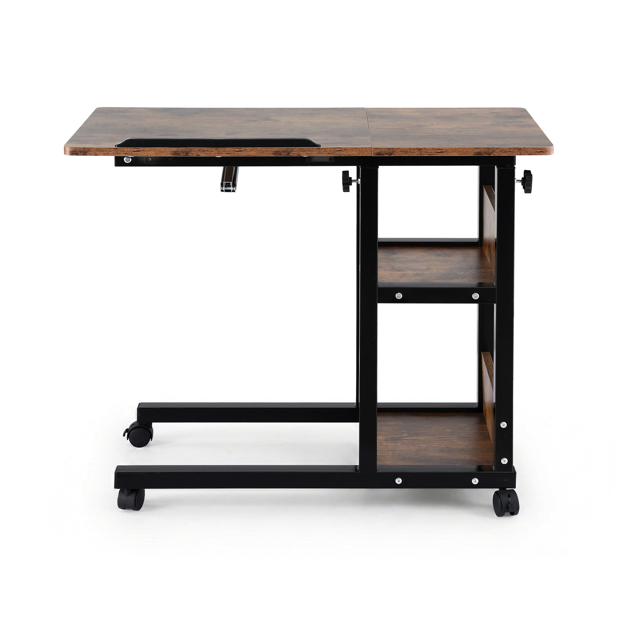 Artiss 3 Tier Adjustable Laptop Desk Tiltable Mobile Side Table Wheels LA-DESK-C-60-2T-WA