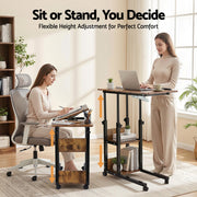 Artiss 3 Tier Adjustable Laptop Desk Tiltable Mobile Side Table Wheels LA-DESK-C-60-2T-WA