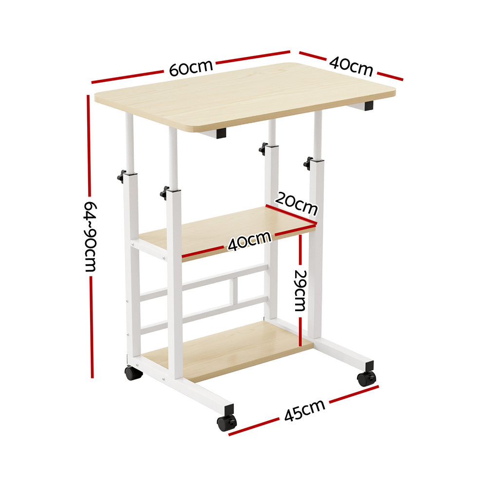 Artiss Laptop Desk Height Adjustable Mobile Workstation Computer Desks 60CM LA-DESK-C-60-2T-WH
