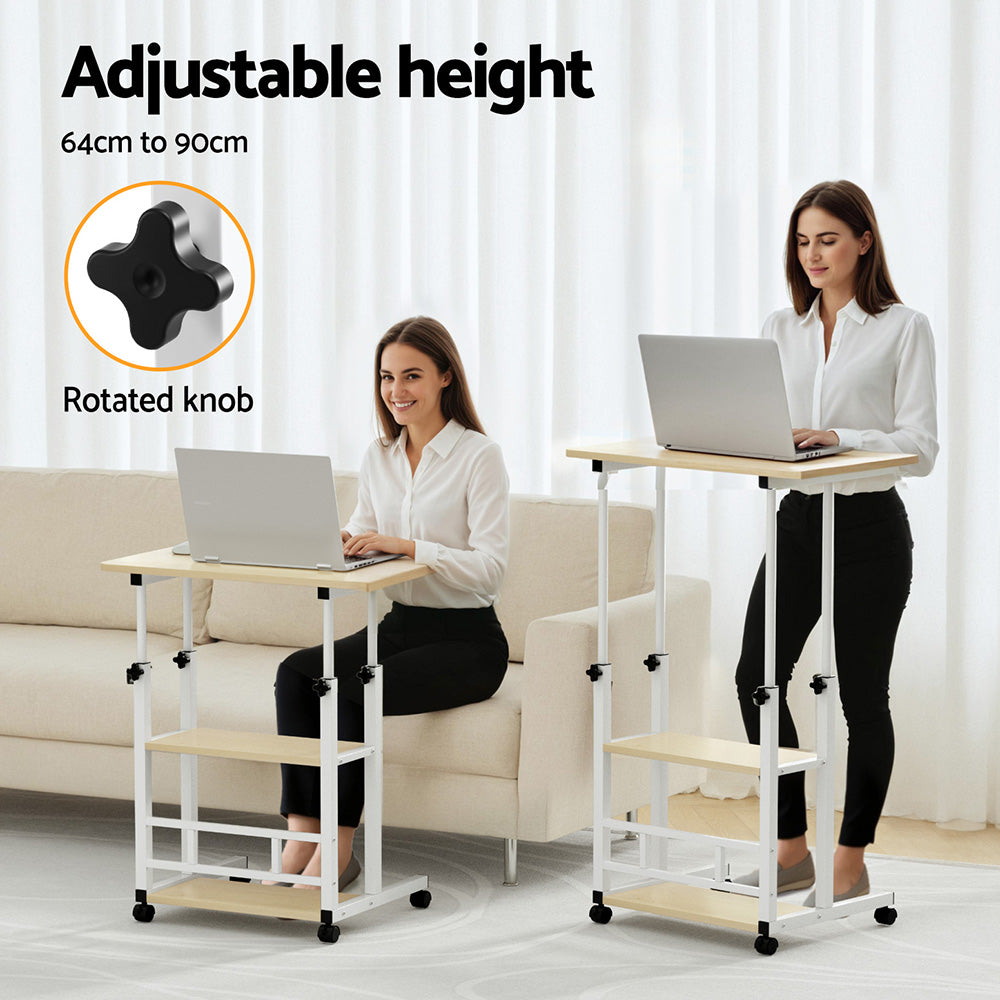 Artiss Laptop Desk Height Adjustable Mobile Workstation Computer Desks 60CM LA-DESK-C-60-2T-WH