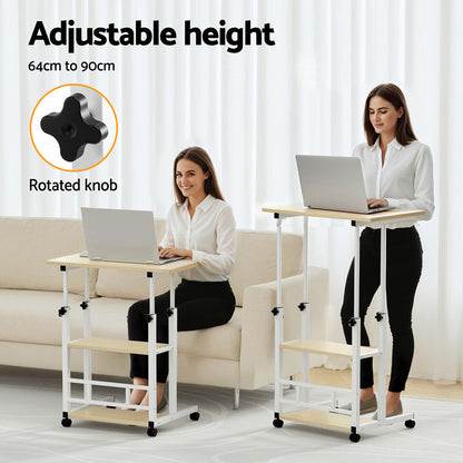 Artiss Laptop Desk Height Adjustable Mobile Workstation Computer Desks 60CM LA-DESK-C-60-2T-WH