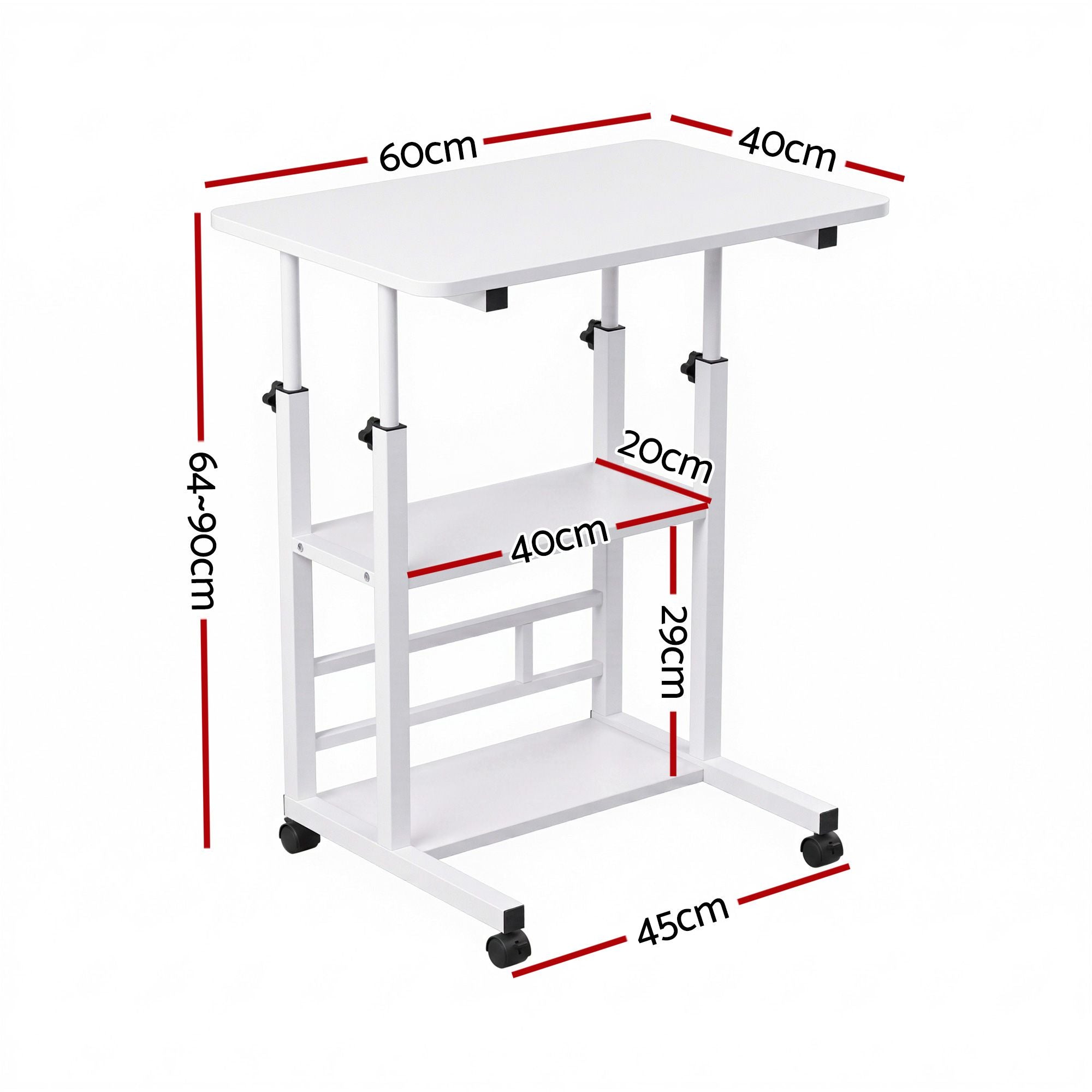 Artiss Laptop Desk Height Adjustable Mobile Workstation Computer Desks 60CM White