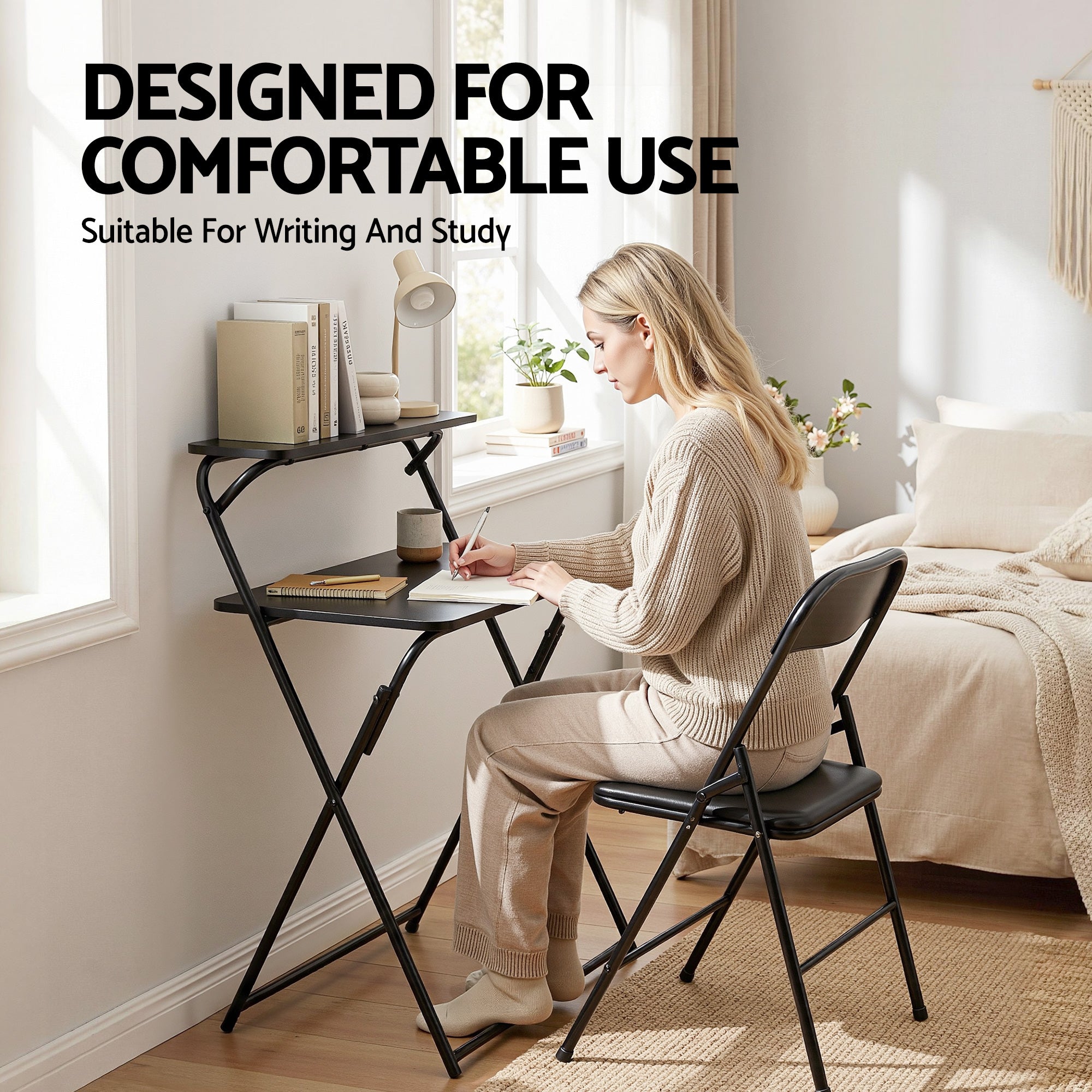 Artiss Laptop Desk Foldable Study Desk Home Office Black LA-DESK-C-60D-FOLD-BK
