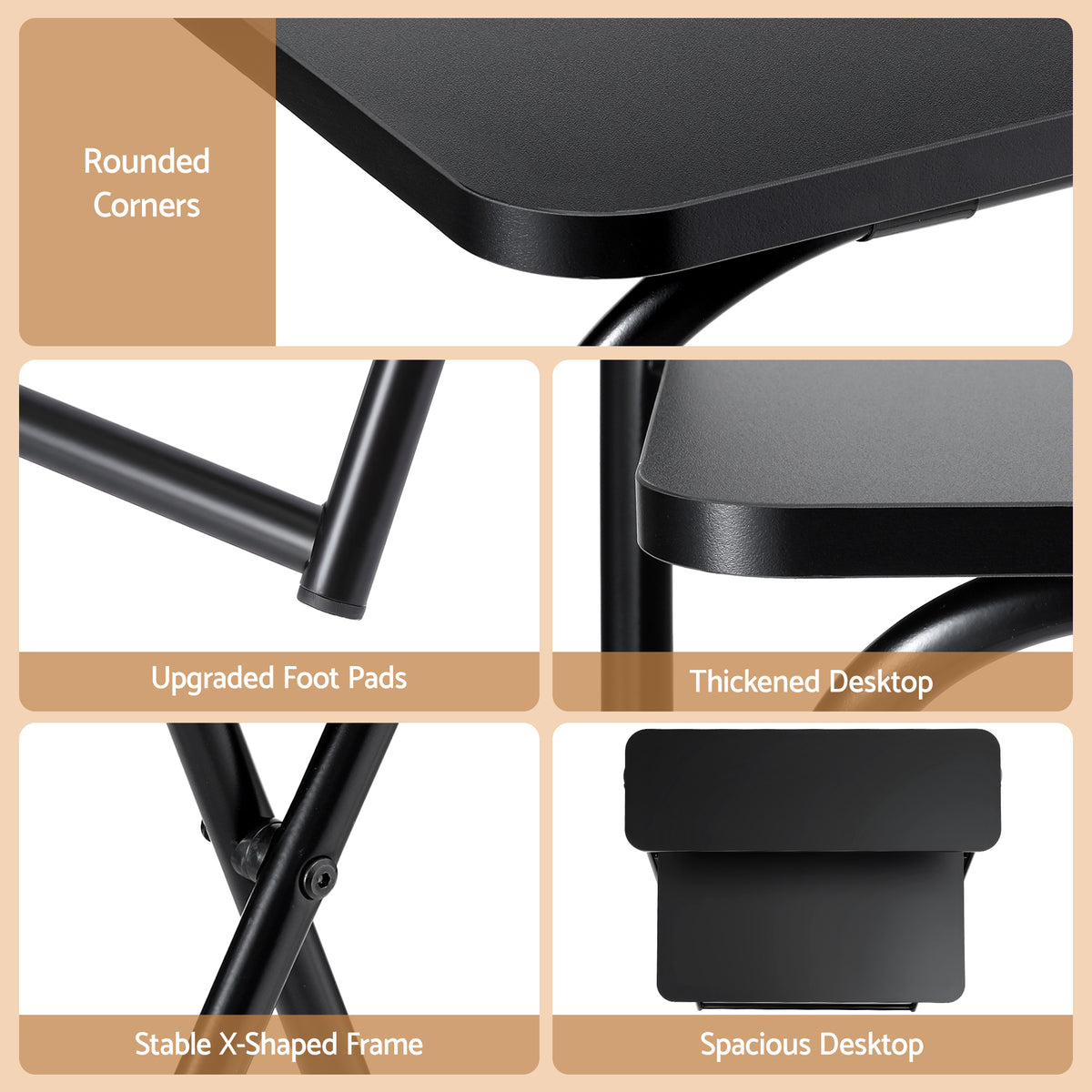 Artiss Laptop Desk Foldable Study Desk Home Office Black LA-DESK-C-60D-FOLD-BK