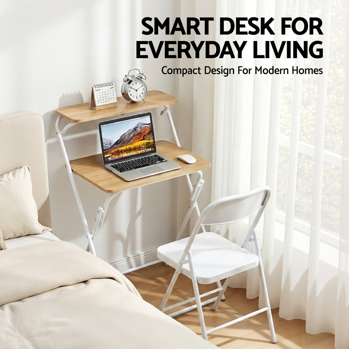 Artiss Laptop Desk Computer Foldable Study Desk Home Office Oak LA-DESK-C-60D-FOLD-WD