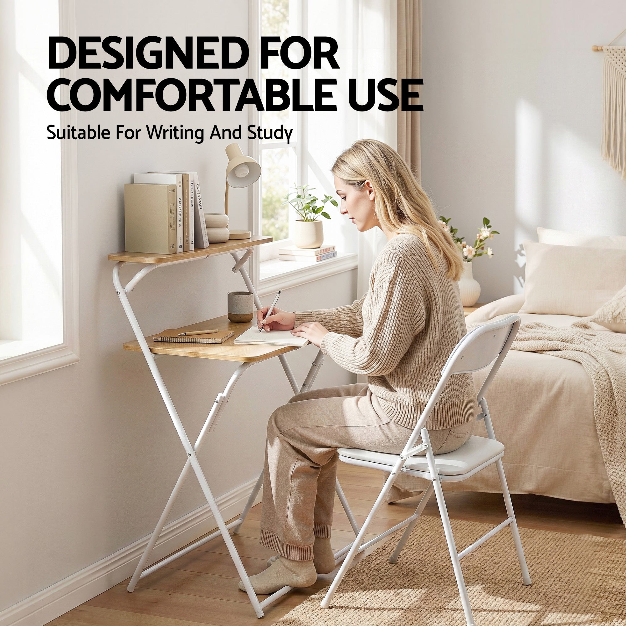 Artiss Laptop Desk Computer Foldable Study Desk Home Office Oak LA-DESK-C-60D-FOLD-WD