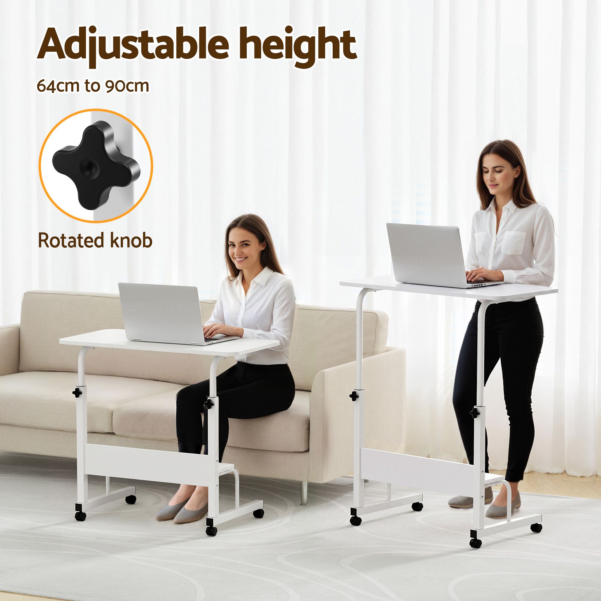 Artiss Laptop Desk Portable Sit Stand Desks Height Adjustable Workstation 80CM White