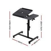 Artiss Laptop Desk Table Fan Cooling Black 60CM LA-DESK-GEN-L2-BK