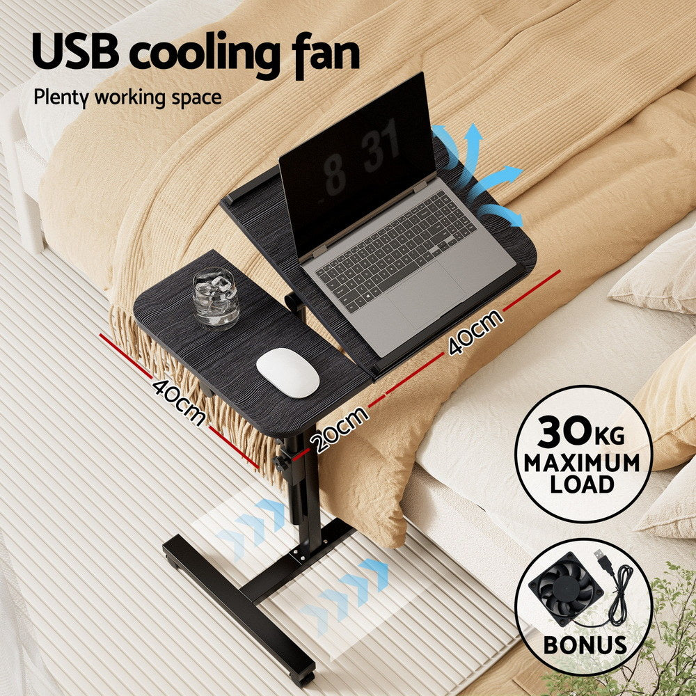 Artiss Laptop Desk Table Fan Cooling Black 60CM LA-DESK-GEN-L2-BK