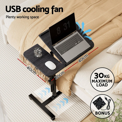 Artiss Laptop Desk Table Fan Cooling Black 60CM LA-DESK-GEN-L2-BK