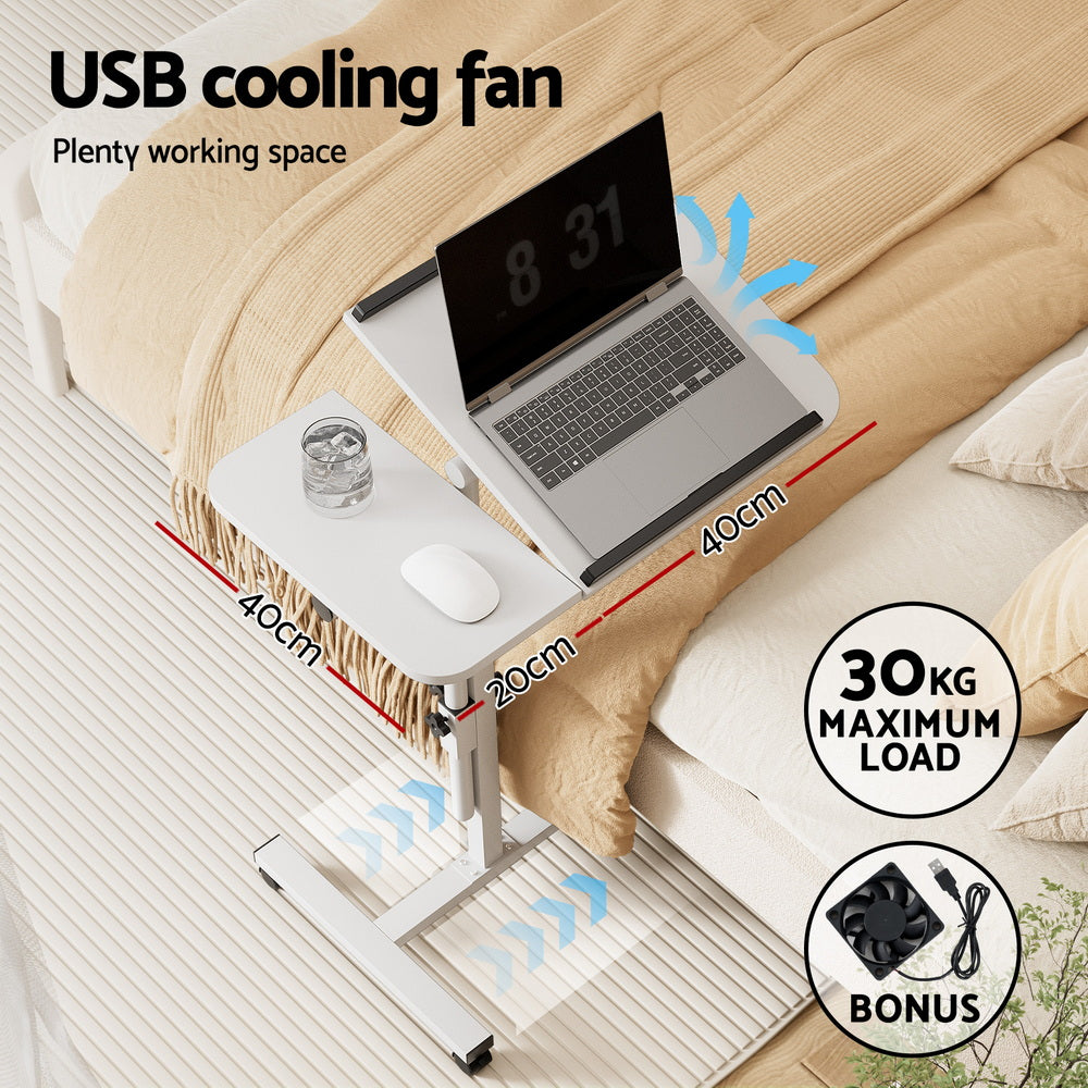 Artiss Laptop Desk Table Fan Cooling White 60CM LA-DESK-GEN-L2-WH