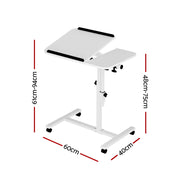 Artiss Laptop Desk Table Fan Cooling White 60CM LA-DESK-LEO-L1-WH