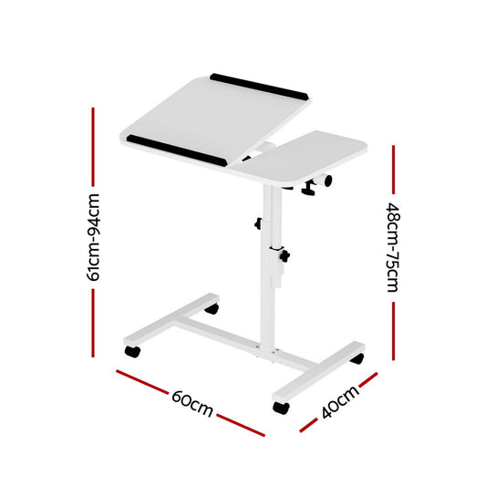 Artiss Laptop Desk Table Fan Cooling White 60CM LA-DESK-LEO-L1-WH