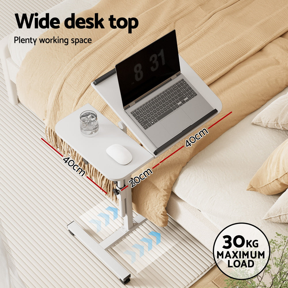 Artiss Laptop Desk Table Fan Cooling White 60CM LA-DESK-LEO-L1-WH