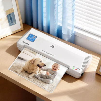 Devanti A4 Laminator Machine, Hot & Cold Thermal Fast Lamination Anti-Jam Laminator for Office School Home LAMI-OL281-A4-WH