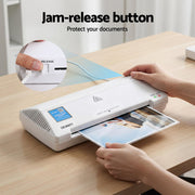 Devanti A4 Laminator Machine, Hot & Cold Thermal Fast Lamination Anti-Jam Laminator for Office School Home LAMI-OL281-A4-WH