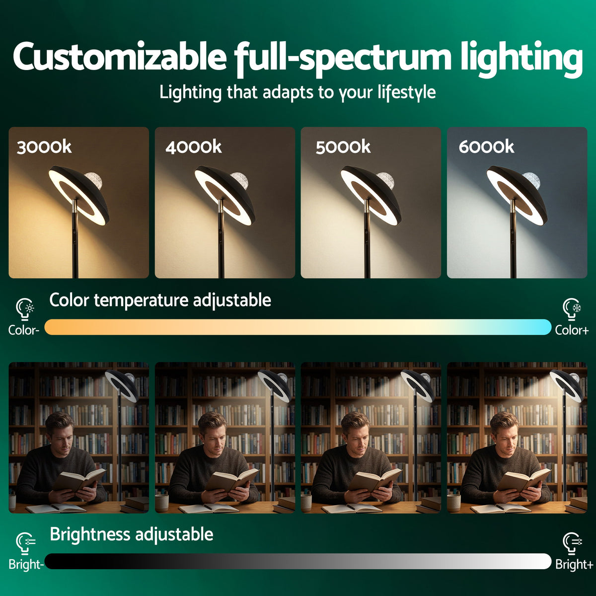 Artiss 2-in-1 LED Floor Lamp with Galaxy Projector &Remote, 178cm Tall Torchiere Standing Light with Dynamic LAMP-FLOOR-2IN1-BK