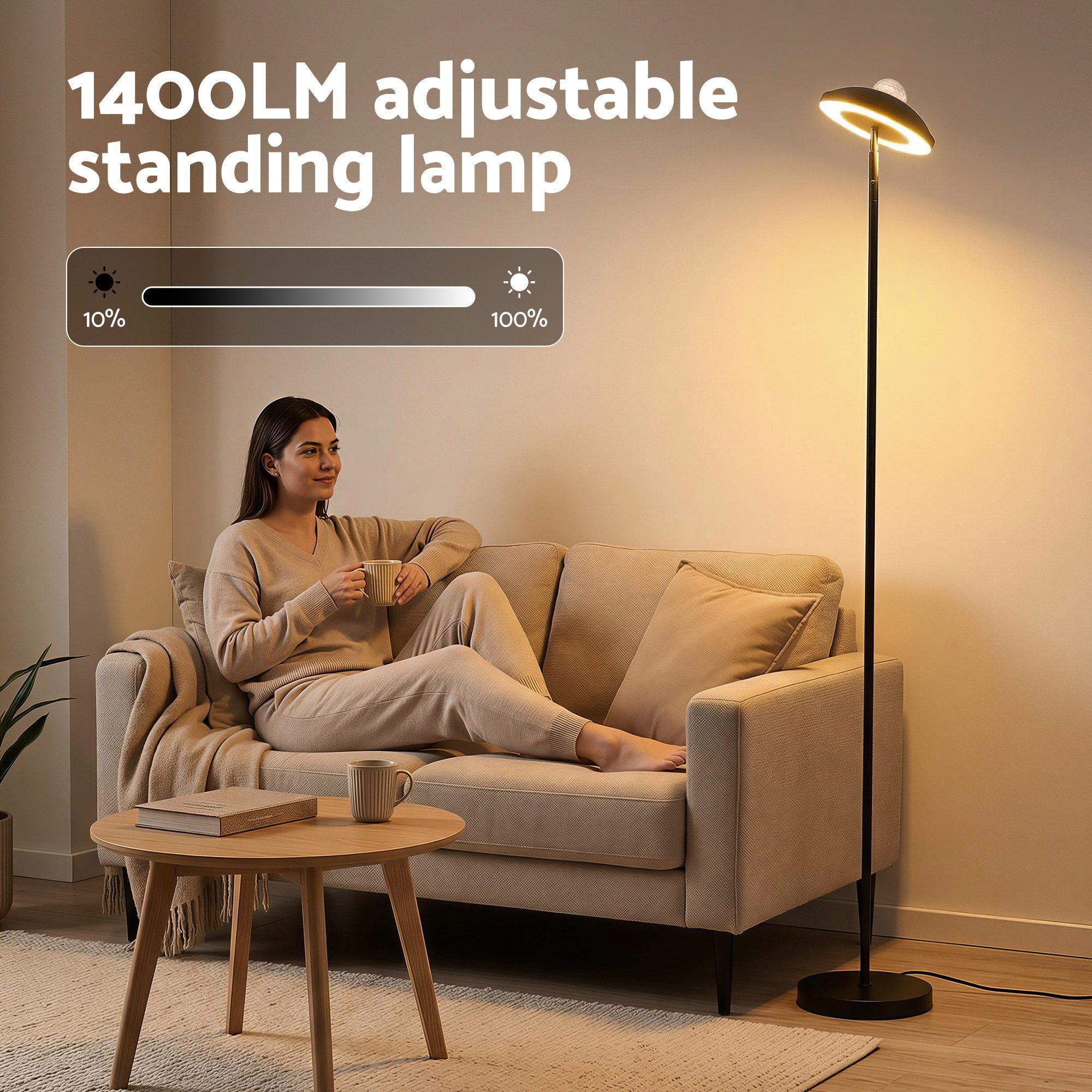 Artiss 2-in-1 LED Floor Lamp with Galaxy Projector &Remote, 178cm Tall Torchiere Standing Light with Dynamic LAMP-FLOOR-2IN1-BK